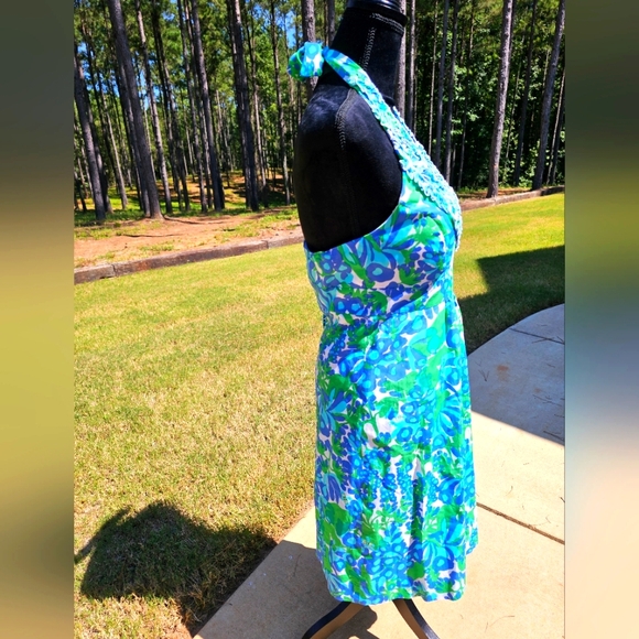 Lilly Pulitzer Halter Dress Size 2 Green Blue White - Picture 5 of 7